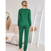 Ekouaer Womens Jogger Pajama Sets Long Sleeve Sleepwear Lounge Sets XS-XXL(Dark Green)