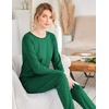 Ekouaer Womens Jogger Pajama Sets Long Sleeve Sleepwear Lounge Sets XS-XXL(Dark Green)