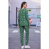 Ekouaer Womens Jogger Pajama Sets Long Sleeve Sleepwear Lounge Sets XS-XXL(Green White Star)