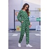 Ekouaer Womens Jogger Pajama Sets Long Sleeve Sleepwear Lounge Sets XS-XXL(Green White Star)