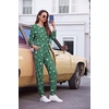Ekouaer Womens Jogger Pajama Sets Long Sleeve Sleepwear Lounge Sets XS-XXL(Green White Star)