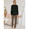 Ekouaer Womens Jogger Pajama Sets Long Sleeve Sleepwear Lounge Sets XS-XXL(Leopard Lip Print)