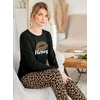 Ekouaer Womens Jogger Pajama Sets Long Sleeve Sleepwear Lounge Sets XS-XXL(Leopard Lip Print)