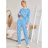 Ekouaer Womens Jogger Pajama Sets Long Sleeve Sleepwear Lounge Sets XS-XXL(Light Blue Stars)