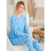 Ekouaer Womens Jogger Pajama Sets Long Sleeve Sleepwear Lounge Sets XS-XXL(Light Blue Stars)