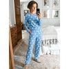 Ekouaer Womens Jogger Pajama Sets Long Sleeve Sleepwear Lounge Sets XS-XXL(Light Blue Stars)
