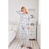 Ekouaer Womens Jogger Pajama Sets Long Sleeve Sleepwear Lounge Sets XS-XXL(Light Gray With Stars)