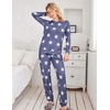 Ekouaer Womens Jogger Pajama Sets Long Sleeve Sleepwear Lounge Sets XS-XXL(Long Blue White Star)