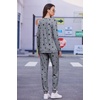 Ekouaer Womens Jogger Pajama Sets Long Sleeve Sleepwear Lounge Sets XS-XXL(Medium Grey Black Star)