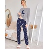 Ekouaer Womens Jogger Pajama Sets Long Sleeve Sleepwear Lounge Sets XS-XXL(Navy Blue Moon and Stars)