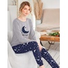 Ekouaer Womens Jogger Pajama Sets Long Sleeve Sleepwear Lounge Sets XS-XXL(Navy Blue Moon and Stars)