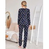 Ekouaer Womens Jogger Pajama Sets Long Sleeve Sleepwear Lounge Sets XS-XXL(Navy Heart)