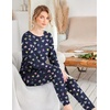 Ekouaer Womens Jogger Pajama Sets Long Sleeve Sleepwear Lounge Sets XS-XXL(Navy Heart)