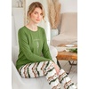 Ekouaer Womens Jogger Pajama Sets Long Sleeve Sleepwear Lounge Sets XS-XXL(Ombre Green)