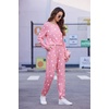 Ekouaer Womens Jogger Pajama Sets Long Sleeve Sleepwear Lounge Sets XS-XXL(Pink White Star)