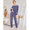 Ekouaer Womens Jogger Pajama Sets Long Sleeve Sleepwear Lounge Sets XS-XXL(Purple Leopard)