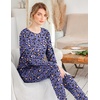 Ekouaer Womens Jogger Pajama Sets Long Sleeve Sleepwear Lounge Sets XS-XXL(Purple Leopard)