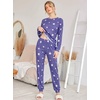 Ekouaer Womens Jogger Pajama Sets Long Sleeve Sleepwear Lounge Sets XS-XXL(Purple Star Print)
