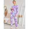 Ekouaer Womens Jogger Pajama Sets Long Sleeve Sleepwear Lounge Sets XS-XXL(Purple and Blue Tye Die)