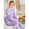 Ekouaer Womens Jogger Pajama Sets Long Sleeve Sleepwear Lounge Sets XS-XXL(Purple and Blue Tye Die)