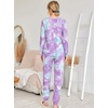 Ekouaer Womens Jogger Pajama Sets Long Sleeve Sleepwear Lounge Sets XS-XXL(Purple and Blue Tye Die)