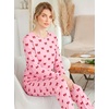 Ekouaer Womens Jogger Pajama Sets Long Sleeve Sleepwear Lounge Sets XS-XXL(Red Bow Print)
