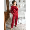 Ekouaer Womens Jogger Pajama Sets Long Sleeve Sleepwear Lounge Sets XS-XXL(Red Star)