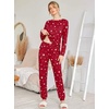 Ekouaer Womens Jogger Pajama Sets Long Sleeve Sleepwear Lounge Sets XS-XXL(Red Star)