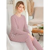 Ekouaer Womens Jogger Pajama Sets Long Sleeve Sleepwear Lounge Sets XS-XXL(Red Stripes)