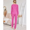 Ekouaer Womens Jogger Pajama Sets Long Sleeve Sleepwear Lounge Sets XS-XXL(Rose Red Leopard Print)
