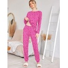 Ekouaer Womens Jogger Pajama Sets Long Sleeve Sleepwear Lounge Sets XS-XXL(Rose Red Leopard Print)