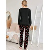 Ekouaer Womens Jogger Pajama Sets Long Sleeve Sleepwear Lounge Sets XS-XXL(Skull & Floral Graphic)