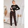 Ekouaer Womens Jogger Pajama Sets Long Sleeve Sleepwear Lounge Sets XS-XXL(Skull & Floral Graphic)