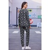 Ekouaer Womens Jogger Pajama Sets Long Sleeve Sleepwear Lounge Sets XS-XXL(Space Dye Grey White Star)