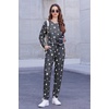 Ekouaer Womens Jogger Pajama Sets Long Sleeve Sleepwear Lounge Sets XS-XXL(Space Dye Grey White Star)