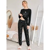 Ekouaer Womens Jogger Pajama Sets Long Sleeve Sleepwear Lounge Sets XS-XXL(Star Moon Cat Print)