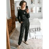 Ekouaer Womens Jogger Pajama Sets Long Sleeve Sleepwear Lounge Sets XS-XXL(Star Moon Cat Print)