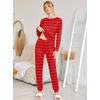 Ekouaer Womens Jogger Pajama Sets Long Sleeve Sleepwear Lounge Sets XS-XXL(Valentine Red Love Print)