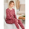Ekouaer Womens Jogger Pajama Sets Long Sleeve Sleepwear Lounge Sets XS-XXL(Wine Red Stars)