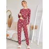 Ekouaer Womens Jogger Pajama Sets Long Sleeve Sleepwear Lounge Sets XS-XXL(Wine Red Stars)