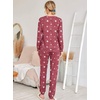 Ekouaer Womens Jogger Pajama Sets Long Sleeve Sleepwear Lounge Sets XS-XXL(Wine Red Stars)