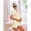 Ekouaer Womens Pajama Sets Bamboo Viscose Button Up Pjs 2 Piece Lounge Set(Apricot Floral Teddy)
