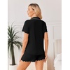 Ekouaer Womens Pajama Sets Bamboo Viscose Button Up Pjs 2 Piece Lounge Set(Black)