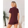 Ekouaer Womens Pajama Sets Bamboo Viscose Button Up Pjs 2 Piece Lounge Set(Dark Red)