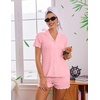 Ekouaer Womens Pajama Sets Bamboo Viscose Button Up Pjs 2 Piece Lounge Set(Light Pink)