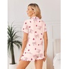 Ekouaer Womens Pajama Sets Bamboo Viscose Button Up Pjs 2 Piece Lounge Set(Pink Bow)