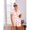 Ekouaer Womens Pajama Sets Bamboo Viscose Button Up Pjs 2 Piece Lounge Set(Pink Bow)