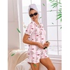Ekouaer Womens Pajama Sets Bamboo Viscose Button Up Pjs 2 Piece Lounge Set(Pink Stripe Teddy)