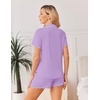 Ekouaer Womens Pajama Sets Bamboo Viscose Button Up Pjs 2 Piece Lounge Set(Purple)