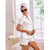 Ekouaer Womens Pajama Sets Bamboo Viscose Button Up Pjs 2 Piece Lounge Set(White Floral)